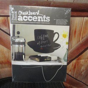 Wallies Coffee cup & saucer peel and stick Chaulkboard accents NIP~w chalk~